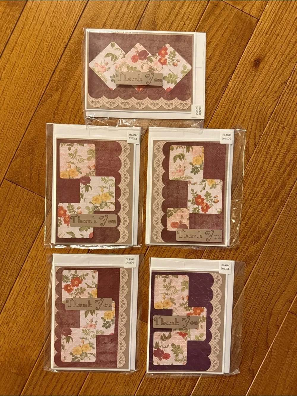🌿 Handmade Floral Thank You Cards – Vintage Inspired – Blank Inside